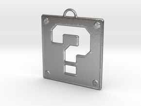 Mario Question Block Pendant in Natural Silver