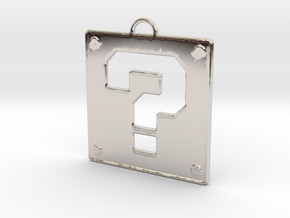 Mario Question Block Pendant in Rhodium Plated Brass