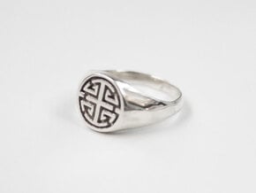 Prosperity - Lady Signet Ring in Polished Silver: 4 / 46.5