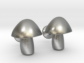 Mushroom Cufflinks in Natural Silver
