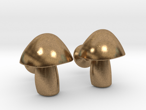 Mushroom Cufflinks in Natural Brass