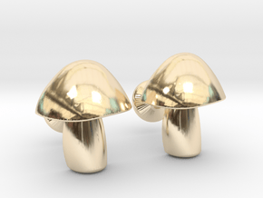 Mushroom Cufflinks in 14k Gold Plated Brass
