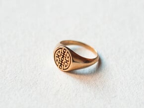 Happiness - Lady Signet Ring in Polished Bronze: 4 / 46.5