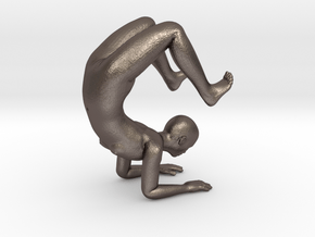 Phone Stand Yoga Scorpion Pose - 1.5mm Thickness in Polished Bronzed Silver Steel