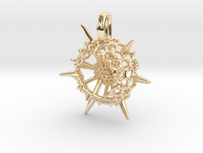 Small Spumellaria Pendant - Science Jewelry in 14K Yellow Gold