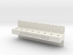 Peg Board Screwdriver Holder in White Natural Versatile Plastic