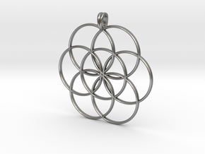 SEED OF LIFE Sacred Geometry Symbol Necklace in Natural Silver