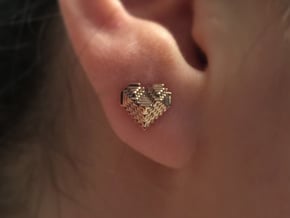 8bit Heart Posted Studs in 14k Rose Gold