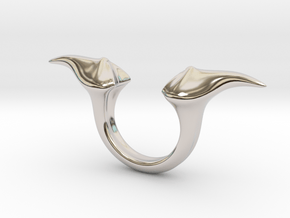 Beetle Spike Open Ring in Rhodium Plated Brass: 5 / 49