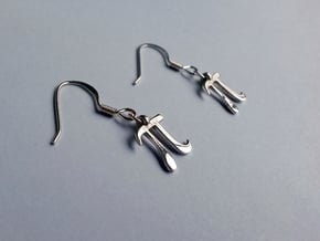 Pi Math Symbol Earrings in Polished Silver