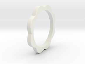 Flower Power Ring ML 18mm in White Natural Versatile Plastic