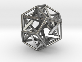 Interlocking Tetrahedrons Dodecahedron 1.4" in Natural Silver