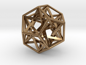 Interlocking Tetrahedrons Dodecahedron 1.4" in Natural Brass