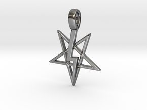 Pentagram Lightning Bolt  in Polished Silver
