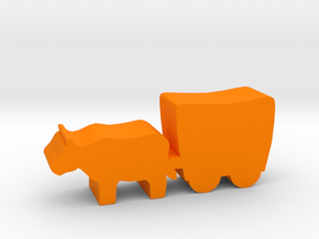 Game Piece, Smaller Ox And Wagon, 30mm version in Orange Processed Versatile Plastic