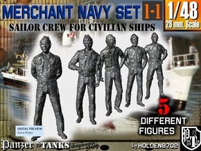 1-48 Merchant Navy Crew Set 1-1 in Tan Fine Detail Plastic