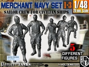 1-48 Merchant Navy Crew Set 1-3 in Tan Fine Detail Plastic