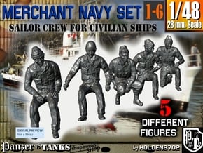 1-48 Merchant Navy Crew Set 1-6 in Tan Fine Detail Plastic