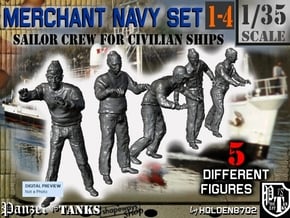 1-35 Merchant Navy Crew Set 1-4 in Tan Fine Detail Plastic