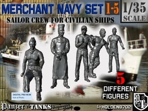 1-35 Merchant Navy Crew Set 1-5 in Tan Fine Detail Plastic