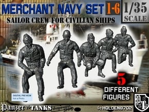 1-35 Merchant Navy Crew Set 1-6 in Tan Fine Detail Plastic