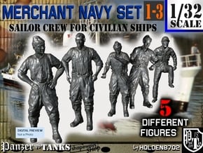 1-32 Merchant Navy Crew Set 1-3 in Tan Fine Detail Plastic