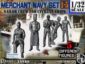 1-32 Merchant Navy Crew Set 1-5 in Tan Fine Detail Plastic