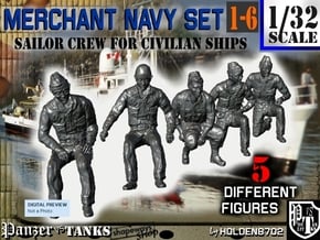 1-32 Merchant Navy Crew Set 1-6 in Tan Fine Detail Plastic