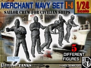 1-24 Merchant Navy Crew Set 1-4 in White Natural Versatile Plastic