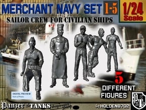 1-24 Merchant Navy Crew Set 1-5 in White Natural Versatile Plastic