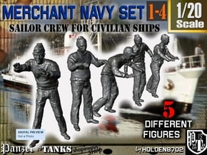 1-20 Merchant Navy Crew Set 1-4 in White Natural Versatile Plastic