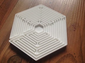 Hexagon Labyrinth Coaster in White Natural Versatile Plastic