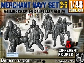 1-48 Merchant Navy Crew Set 2-5 in Tan Fine Detail Plastic