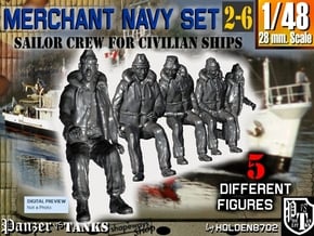 1-48 Merchant Navy Crew Set 2-6 in Tan Fine Detail Plastic