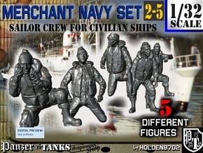 1-32 Merchant Navy Crew Set 2-5 in Tan Fine Detail Plastic