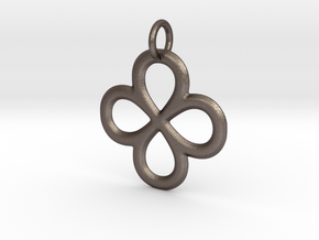 Dual Infinity Flower Pendant in Polished Bronzed Silver Steel