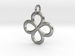 Dual Infinity Flower Pendant in Natural Silver