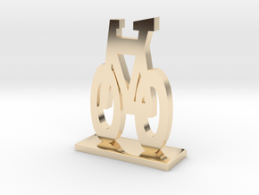 Bike Symbol Stand in 14k Gold Plated Brass