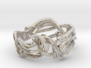 Art Nouveau Ring #1 in Rhodium Plated Brass: 5 / 49
