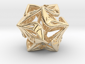  Countdown Curlicue 20-Sided Dice (alternate) in 14k Gold Plated Brass