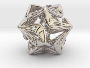  Countdown Curlicue 20-Sided Dice (alternate) in Rhodium Plated Brass