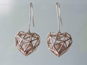 Metal Wireframe Heart Earring in Polished Silver (Interlocking Parts)