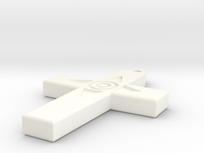 Simple Cross Pendant in White Processed Versatile Plastic