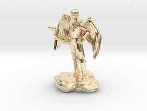 Winged Half-celestial with bow and sword in 14k Gold Plated Brass