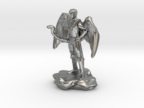 Winged Half-celestial with bow and sword in Natural Silver