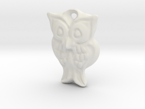 Owl pendant in White Natural Versatile Plastic