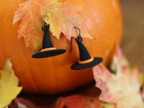 Witch's Hat Earrings - Paired in Black Natural Versatile Plastic