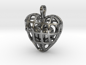 Touch Of The Heart Pendant in Polished Silver (Interlocking Parts)