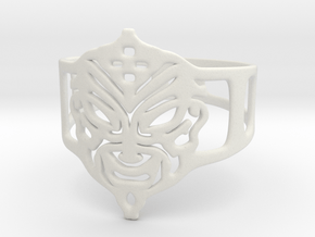 Aztec Mask Ring in White Natural Versatile Plastic