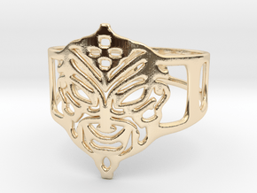 Aztec Mask Ring in 14K Yellow Gold